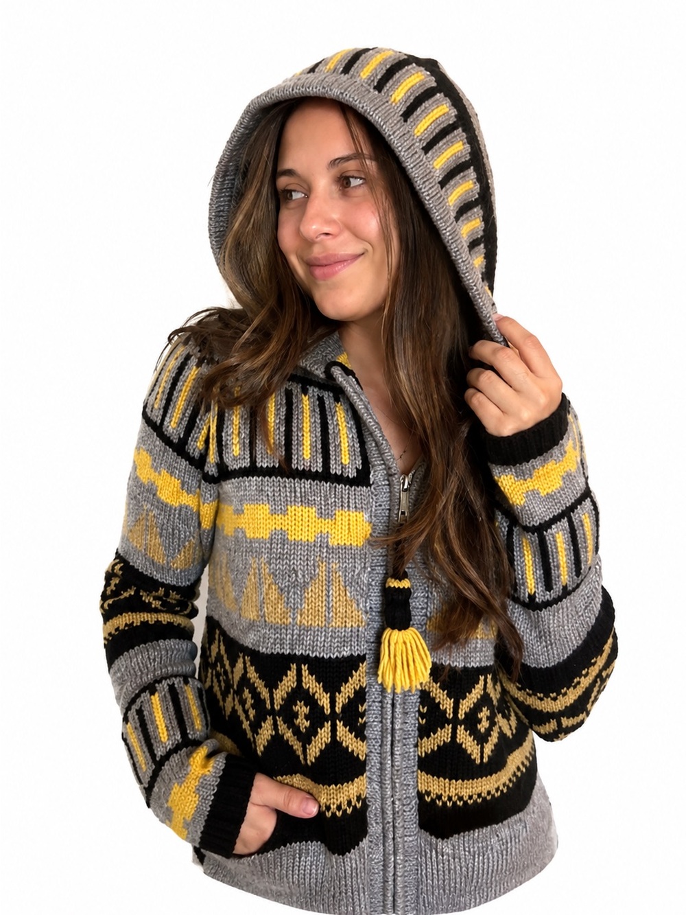 Anthropologie Sparrow Fair Isle Hooded Cardigan XS